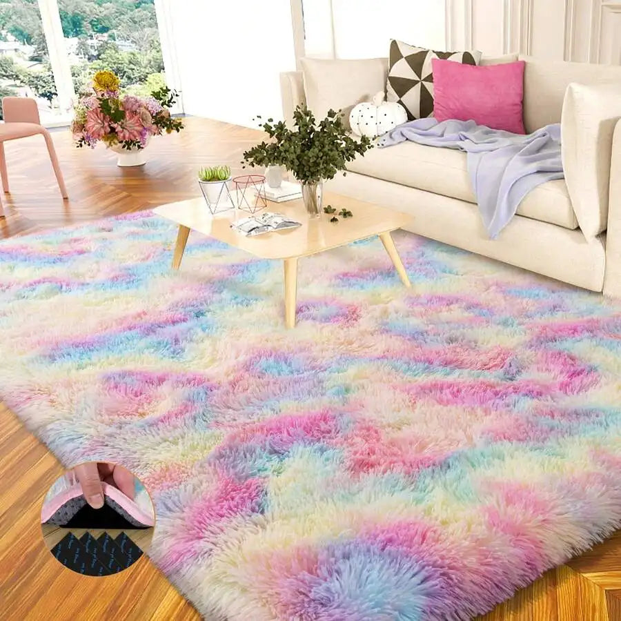 Indoor Soft Shag Plush Acrylic Rug For Bedroom Living Room