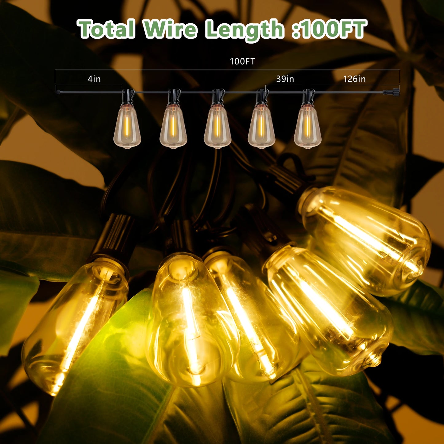 ARLGSITE Solar Outdoor LED String Lights IP65 Waterproof Patio