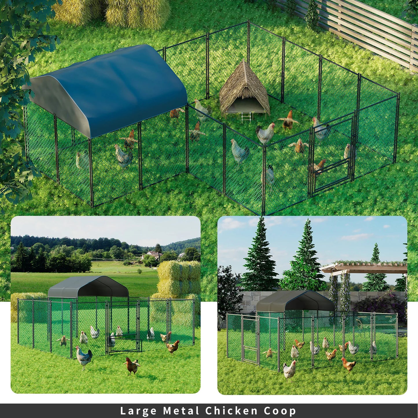 BORWART Heavy Duty Walk In Chicken Coop With Waterproof Cover