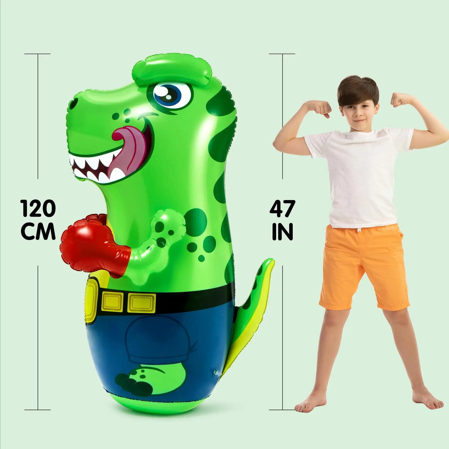 Joyfy Inflatable T-Rex Punching Bag for Kids Bounce-Back Action