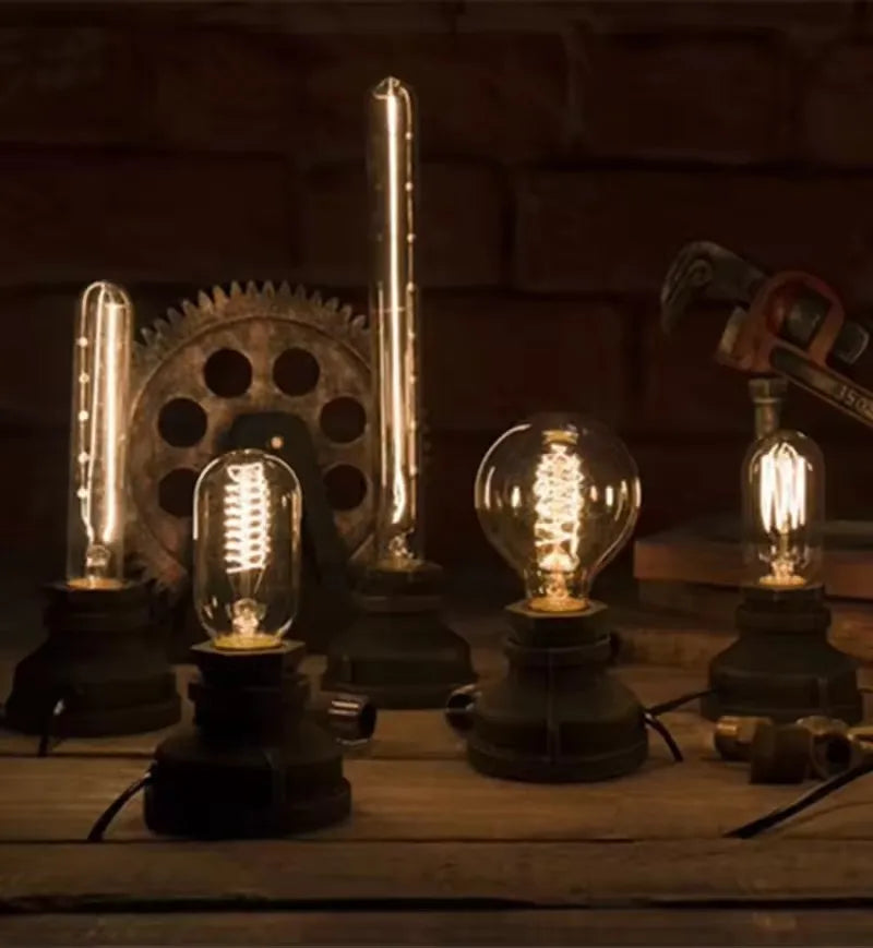 XIHOME Vintage Industrial Desk Lamp E26 Water Pipe Base