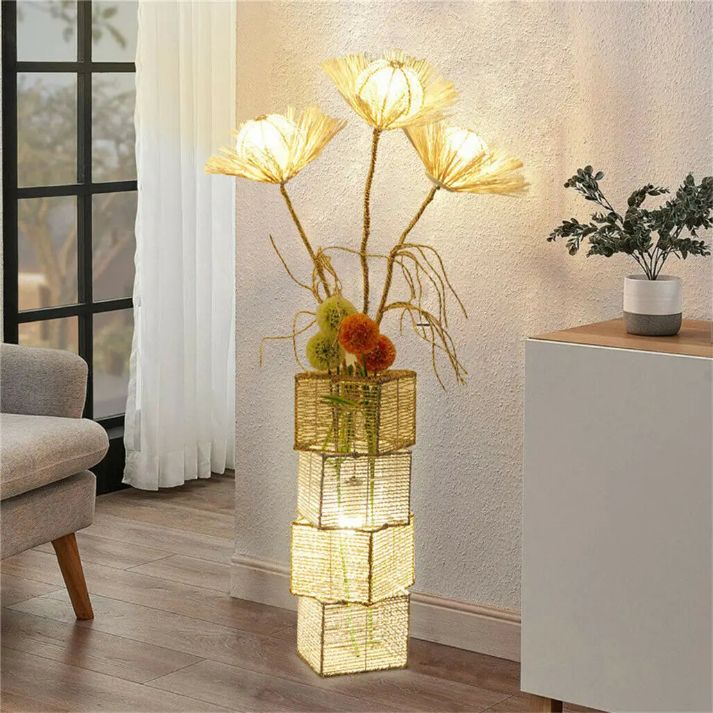 LUVODI Modern Decorative Floor Lamp With Rattan Tree Lantern