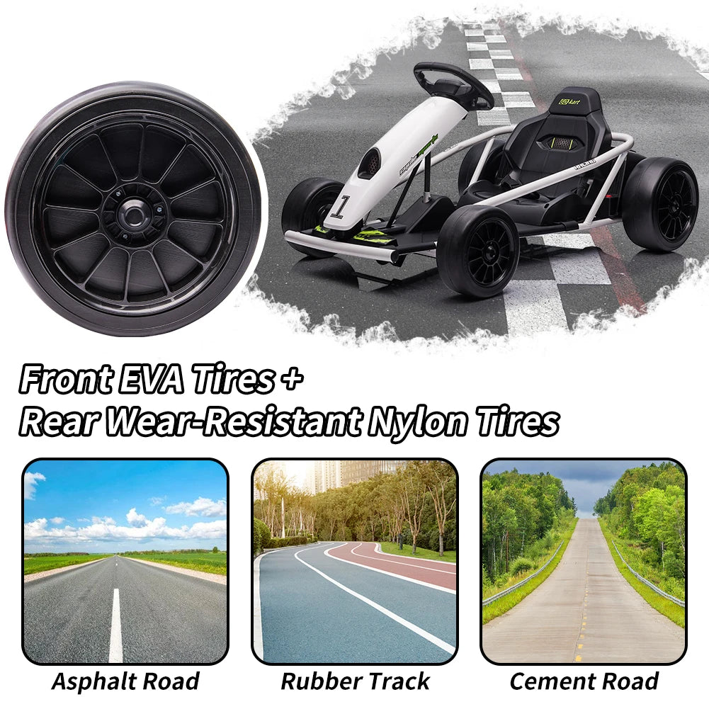 24V Electric Go Kart for Kids With Dual 300W Motors and Music