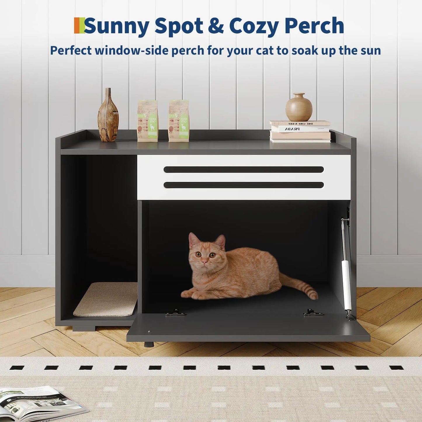 HiMISSCN Cat House End Table Litter Box Enclosure Furniture