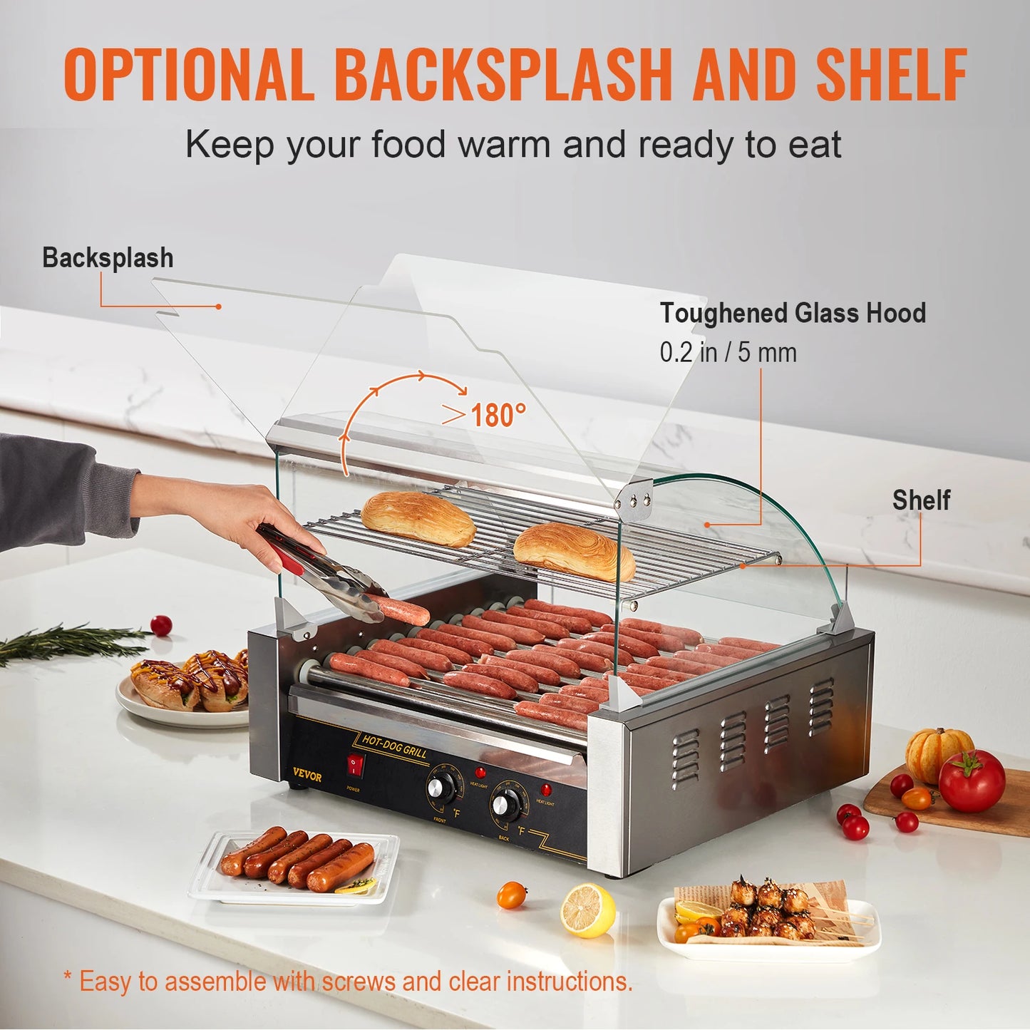 SucceBuy Hot Dog Roller Machine 5/7/11 Rods Sausage Grill