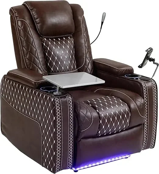 Zero Gravity Leather Recliner Chair With USB Ports And Tray