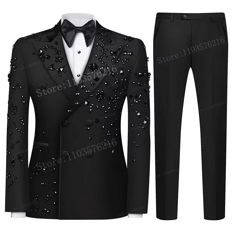 Olibexley Slim Fit 2 Piece Double Breasted Tuxedo For Weddings