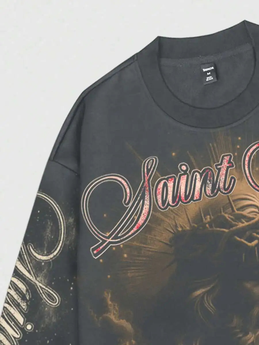 Men's Vintage Distressed Graphic Long Sleeve Tee Streetwear Inspired