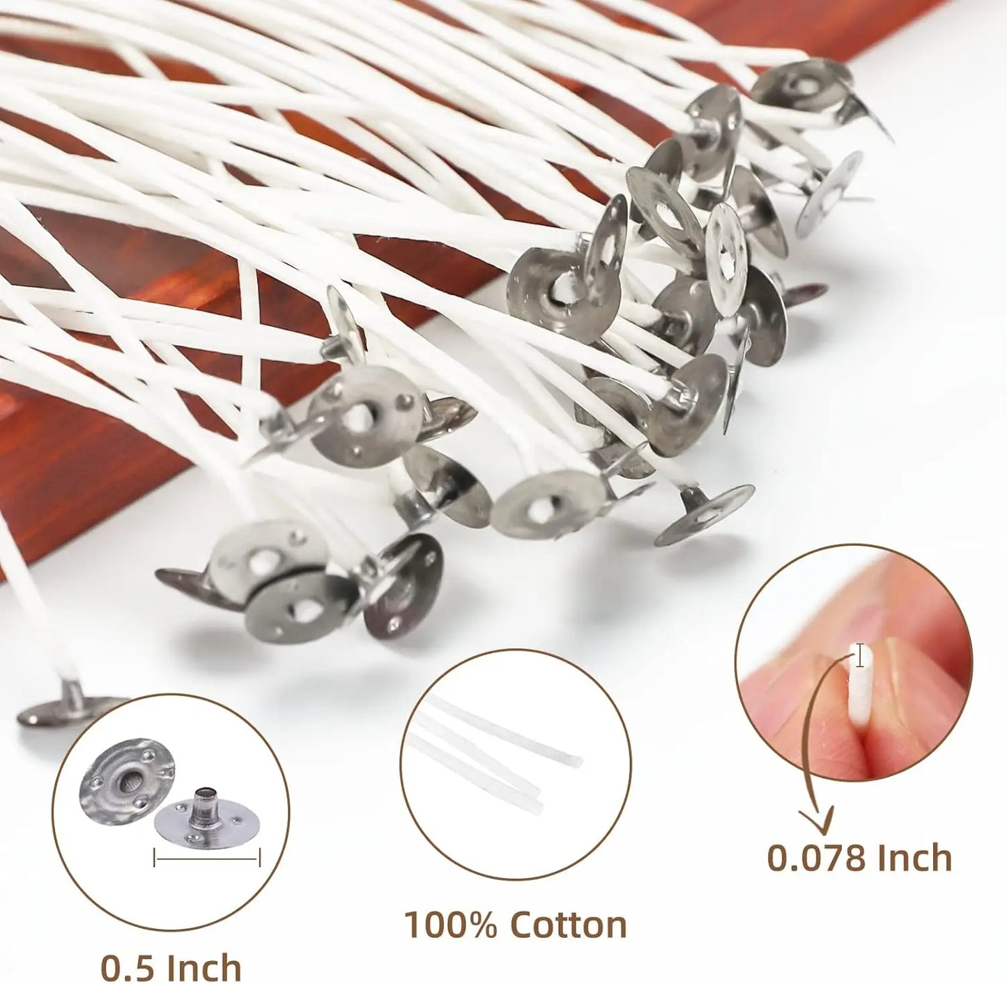 Cotton Candle Wick Set With Stickers And Holders For Candles
