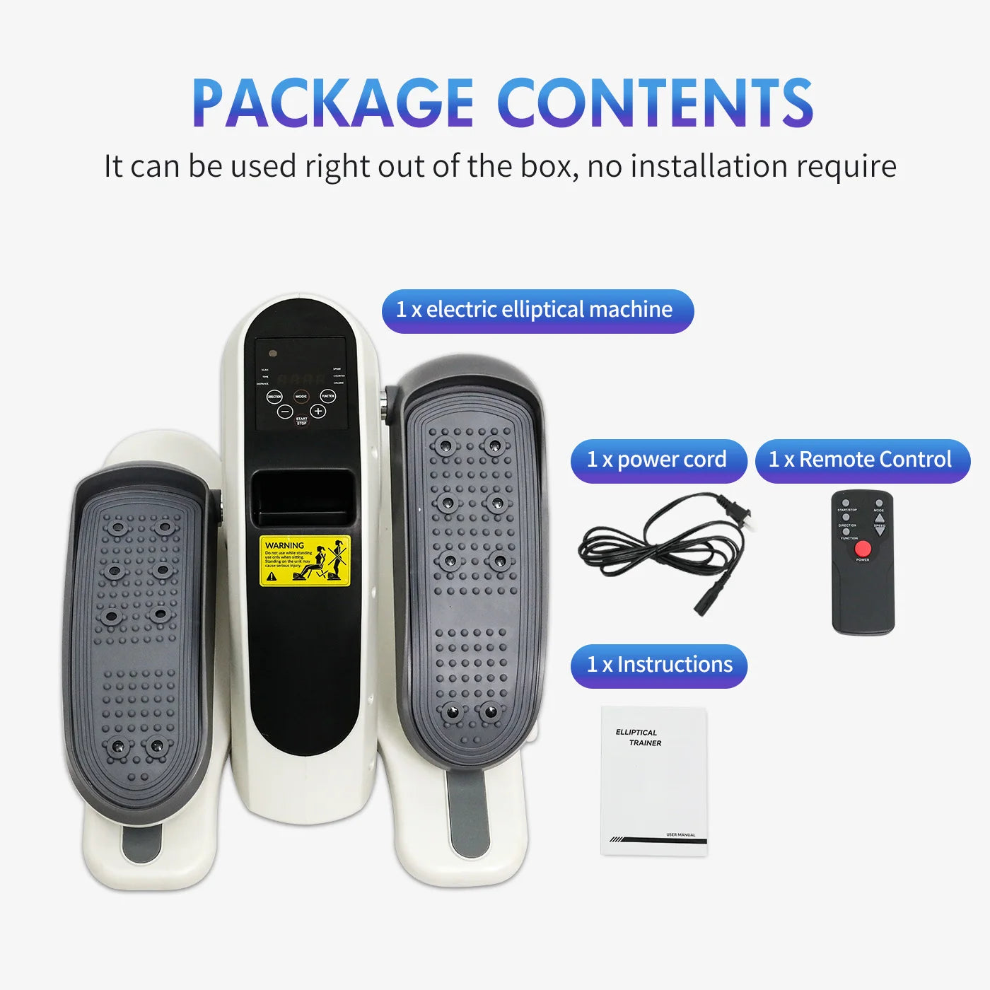 Under Desk Elliptical Mini Leg Exerciser With LCD Screen Remote