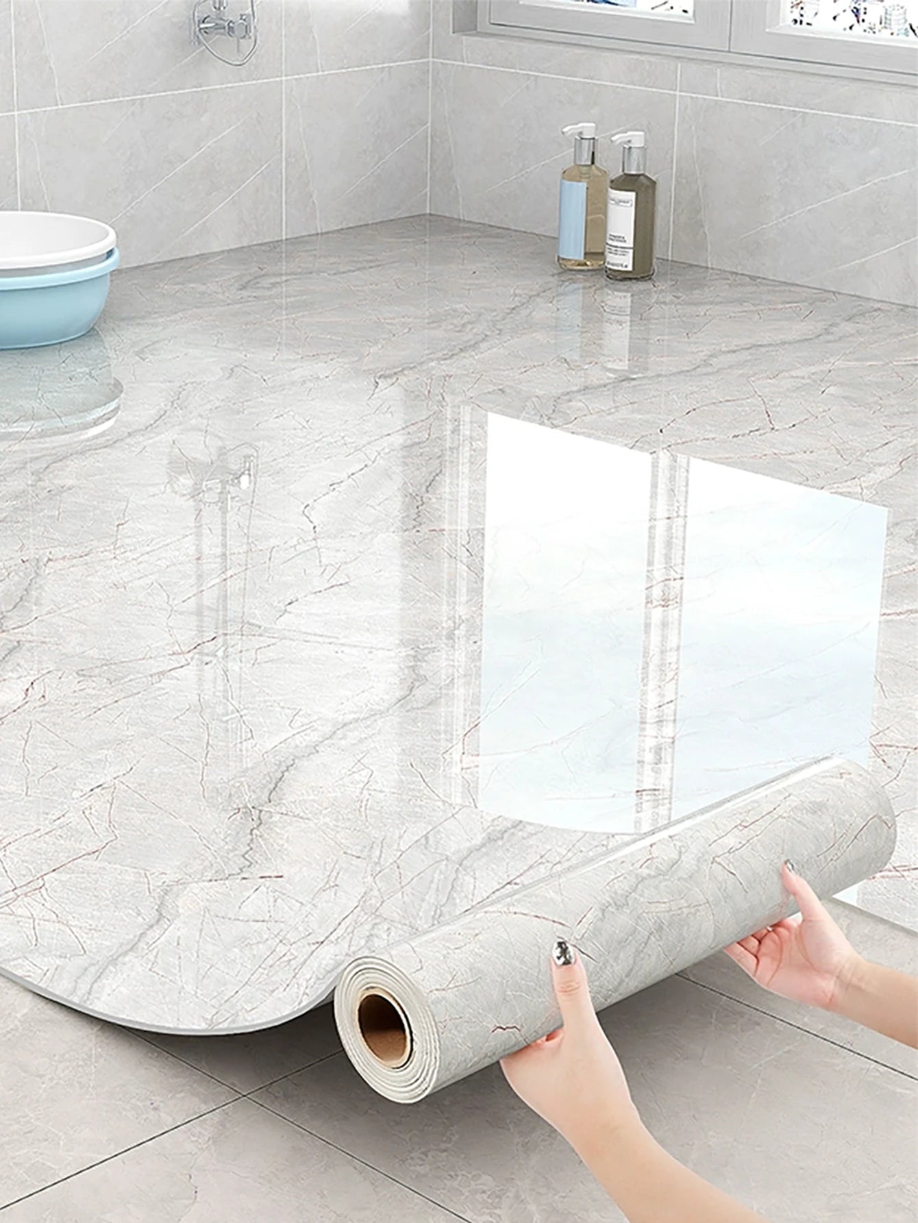 Imitation Marble Self-Adhesive Floor Tiles Wallpaper