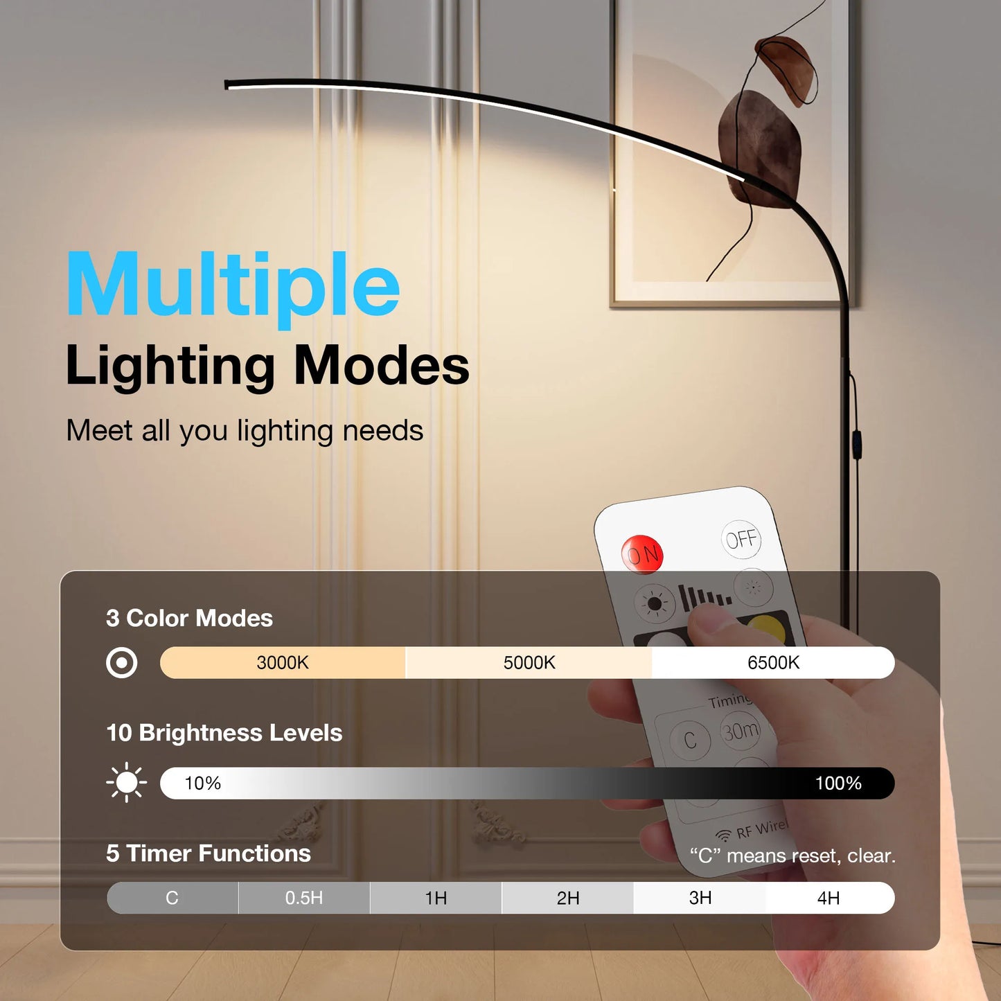 Dimmable Floor Lamp With Three Temperature Settings