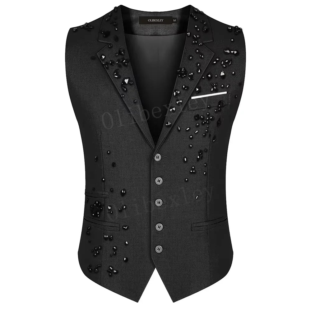 Olibexley Luxury Men's Suit Vest Slim Fit Waistcoat For Wedding