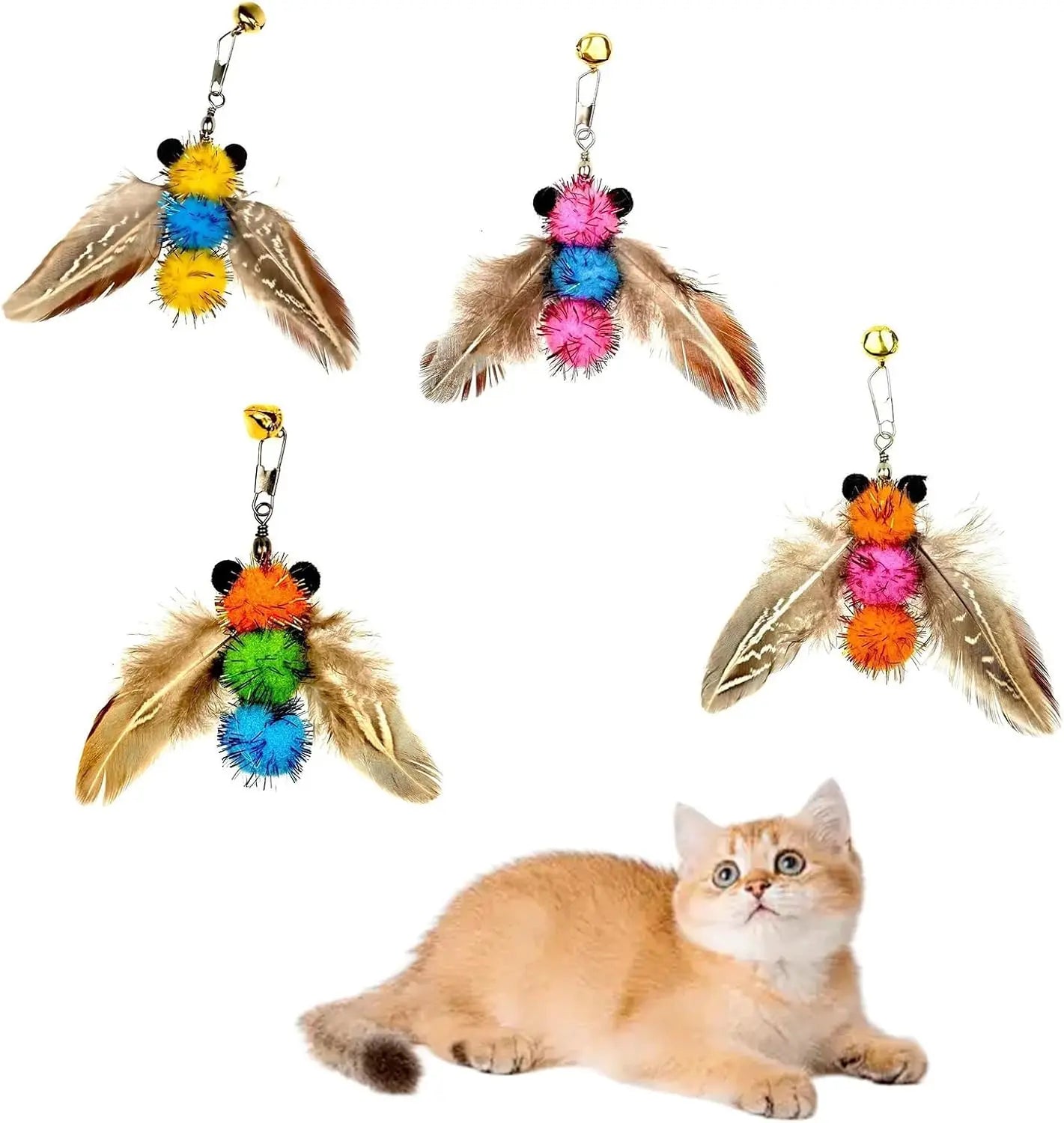 Cat Feather Toy Refill Set With Interactive Wand Attachments