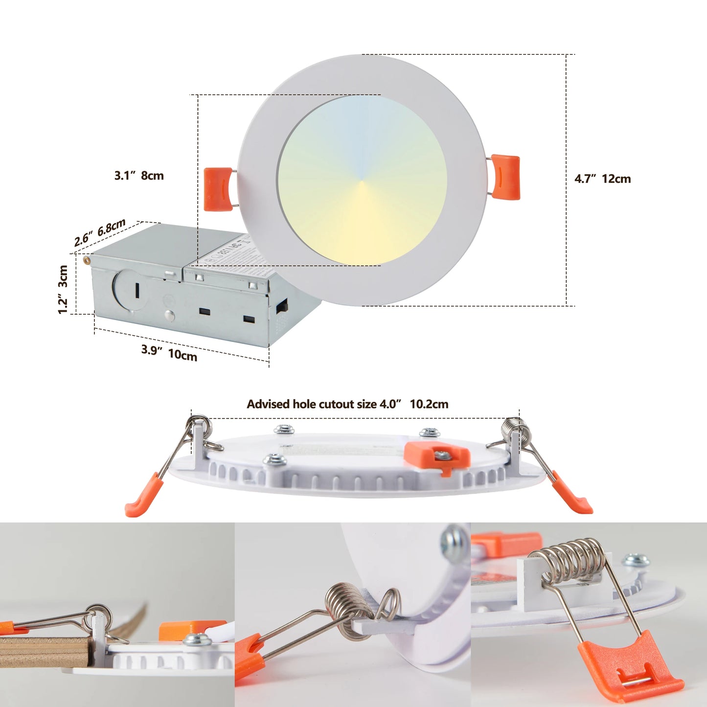 ARLGSITE LED Recessed Lights With Junction Box Dimmable 3000K-5000K
