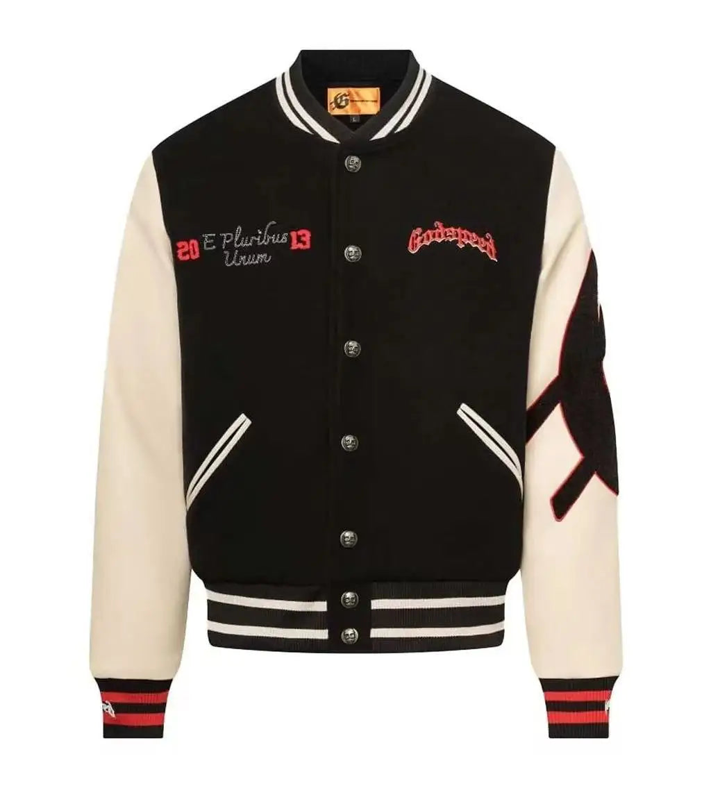 Mens Autumn Winter American Baseball Jacket Embroidered Outerwear