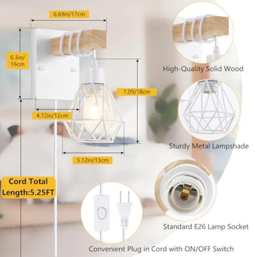 Plug In Wall Sconces Set Of Two Modern Wood Luminaires