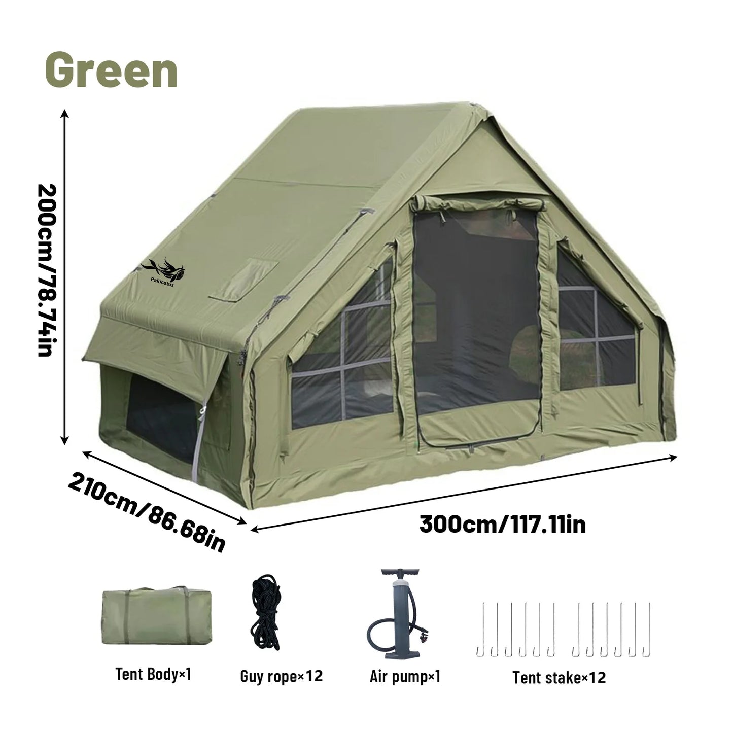 Pakicetus Inflatable Tent With Skylight Quick Setup 4 To 6