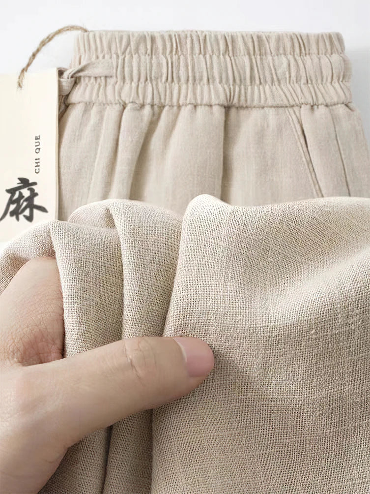 Nevettle Casual Cotton Linen Pants for Men Wide Leg Trousers