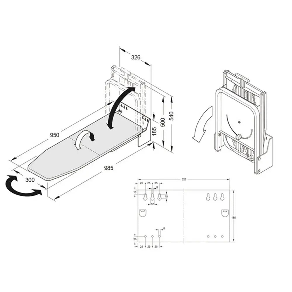 Wall Mounted Heavy Duty Folding Ironing Board With Swivel