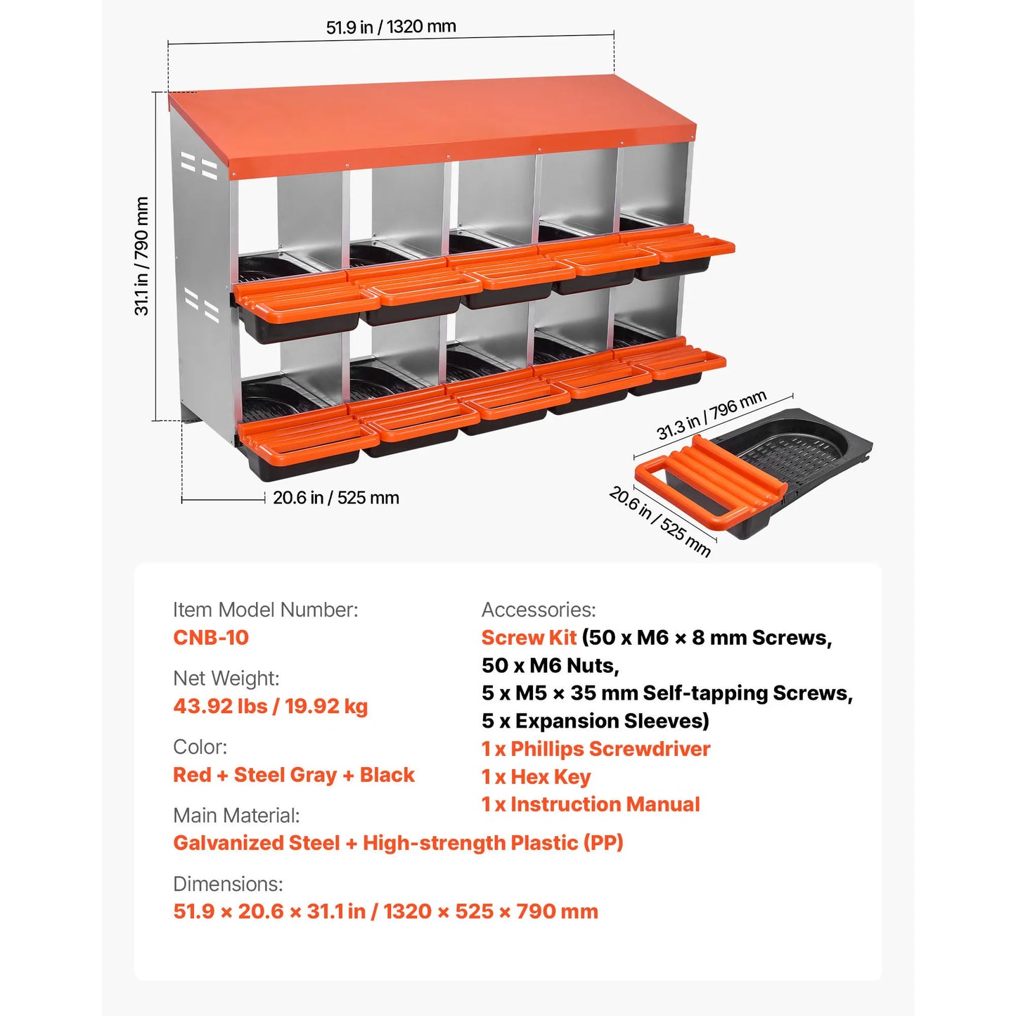 SucceBuy Metal Chicken Nesting Boxes With Protective Rollout Lids
