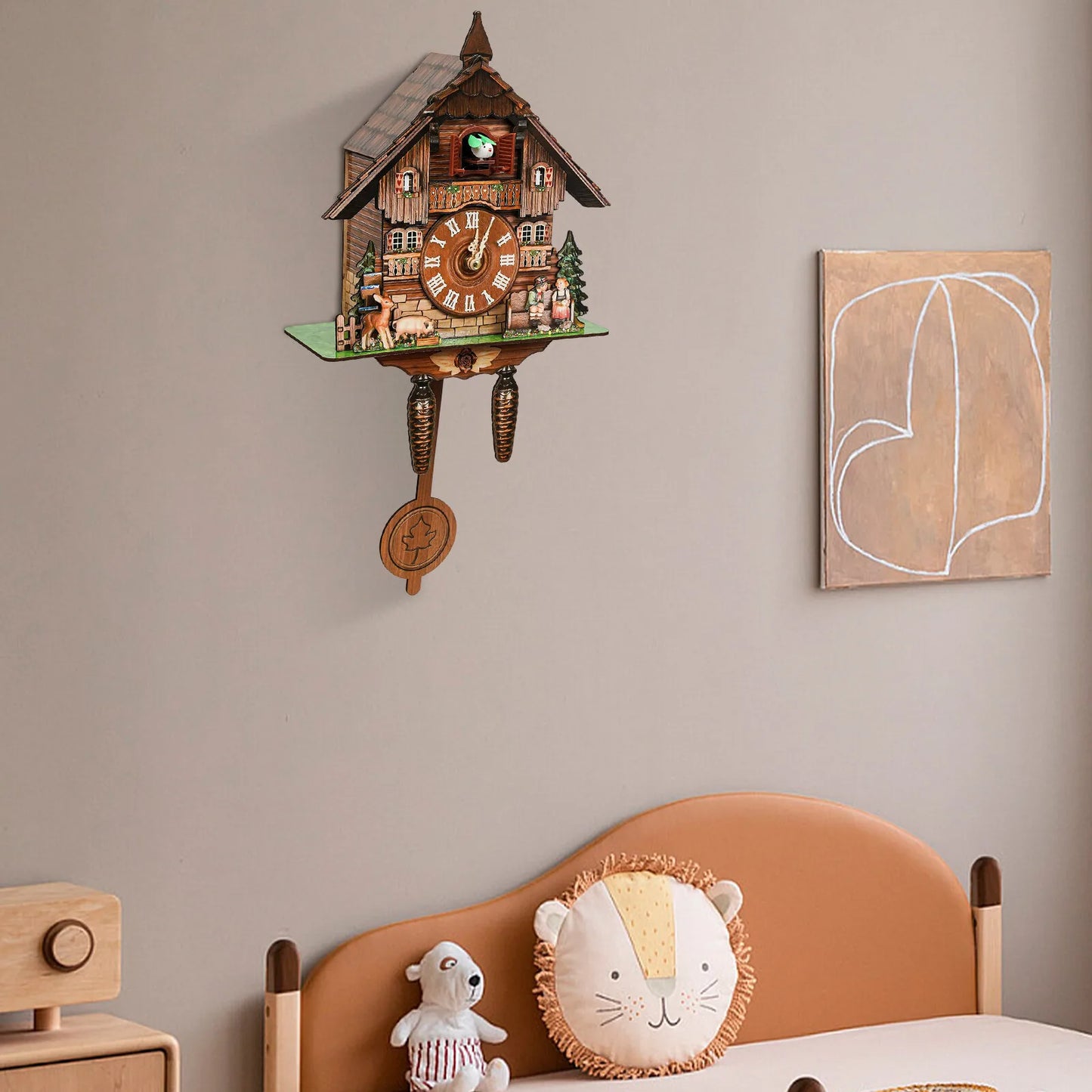 Traditional Wooden Cuckoo Wall Clock With Quartz Pendulum Design