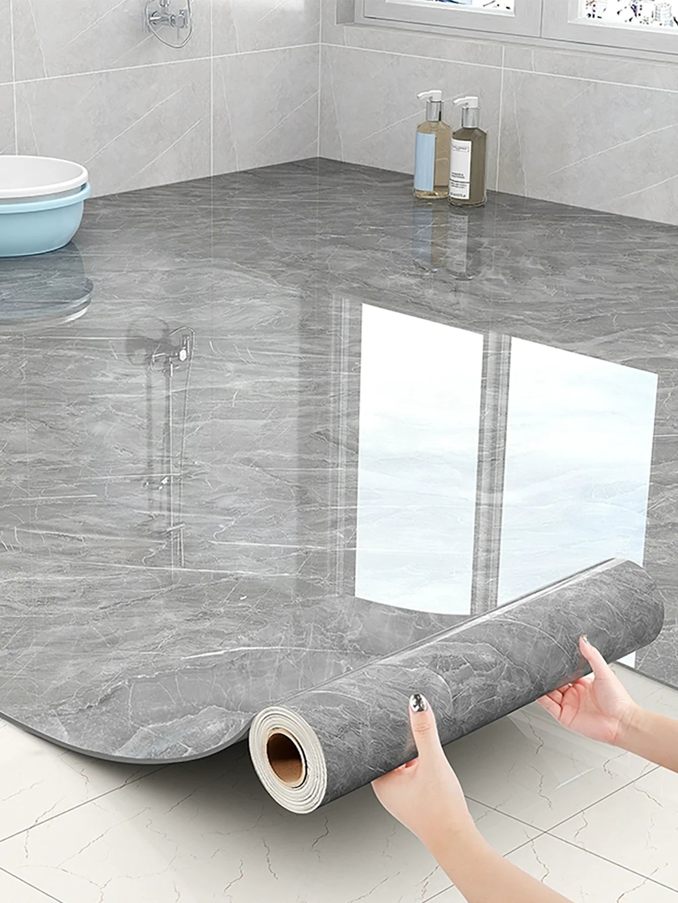 Imitation Marble Self-Adhesive Floor Tiles Wallpaper