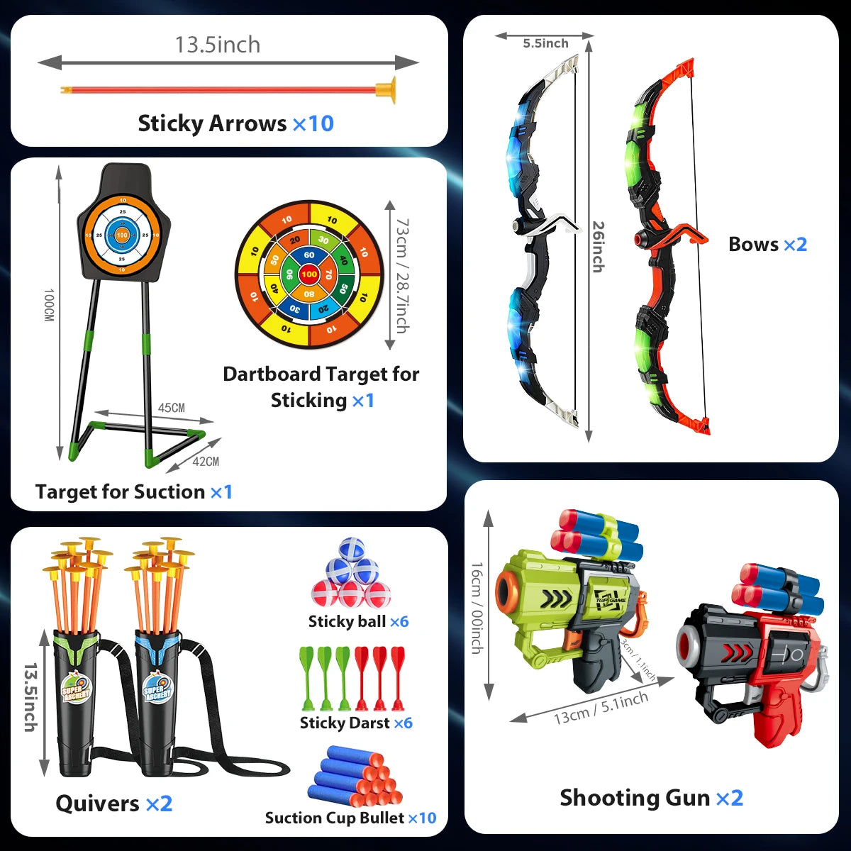 VATOS Bow Arrow Gun Toy Set For Kids Archery Target