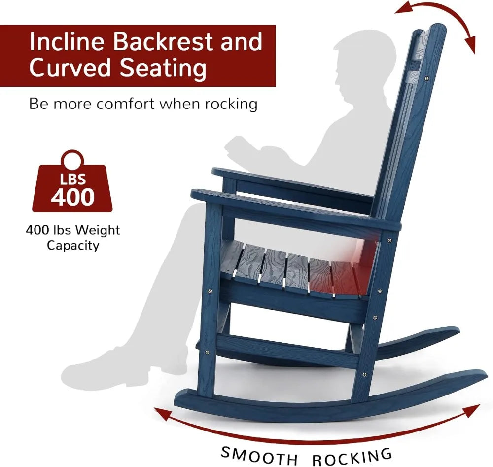 All-Weather Outdoor Rocking Chair With 400 Lb Weight Capacity