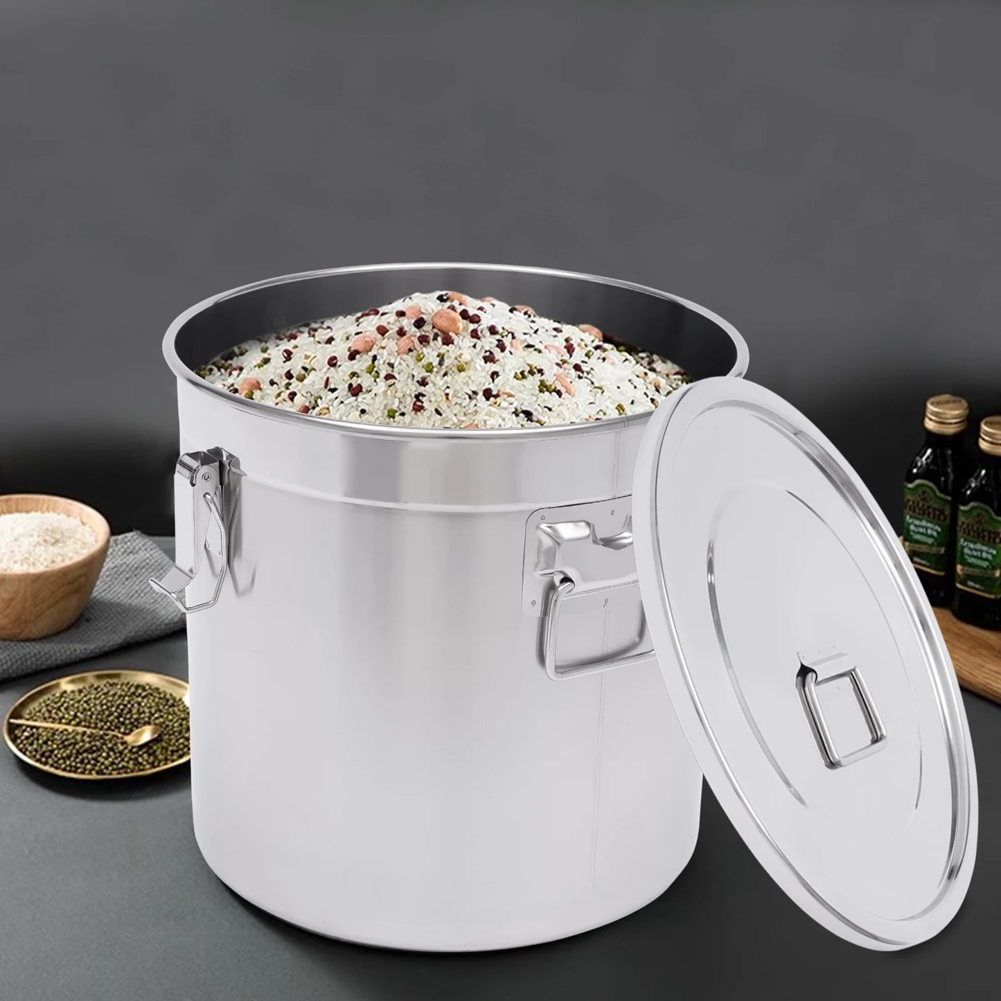 304 Stainless Steel Airtight Canisters With Lids And Locking Clamp