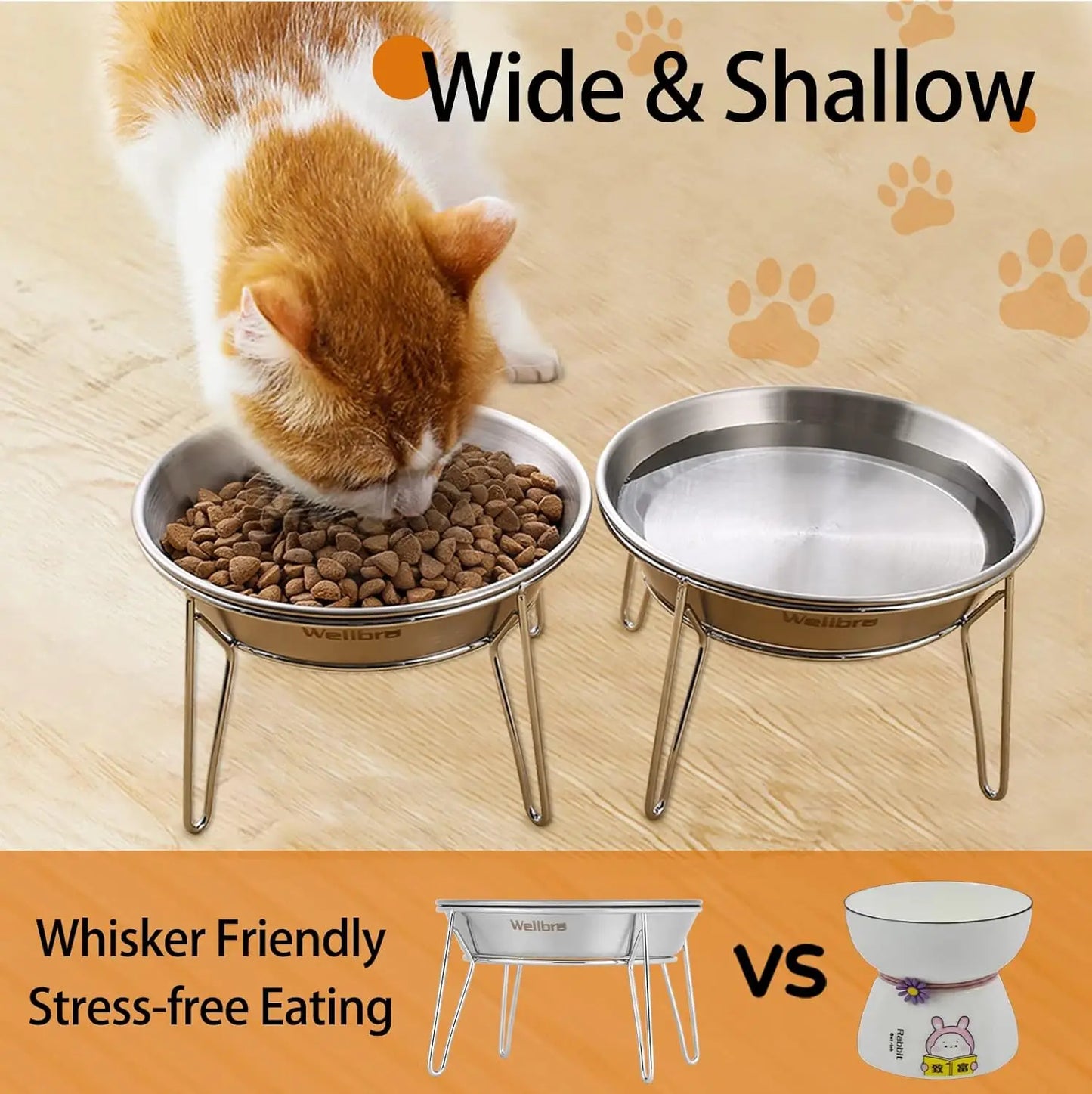 Raised Stainless Steel Pet Bowls For Cats And Small Dogs 4 Pack