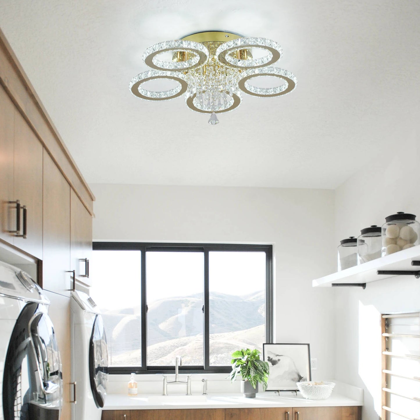 VETRULUS Led Crystal Chandelier Ceiling Light For Living Room