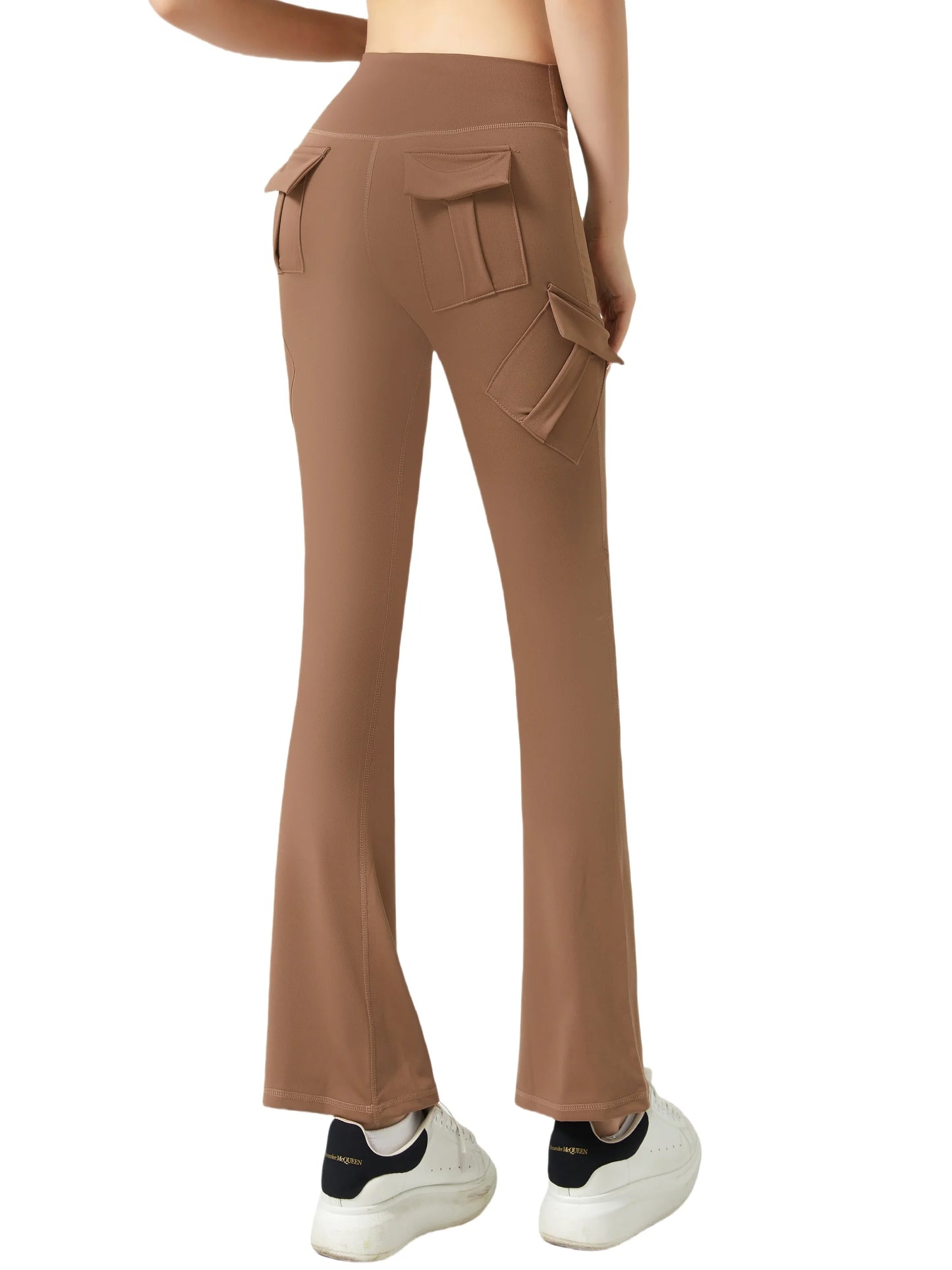 High Waist Yoga Leggings Butt Lifting Cargo Flare Pants Tummy Control
