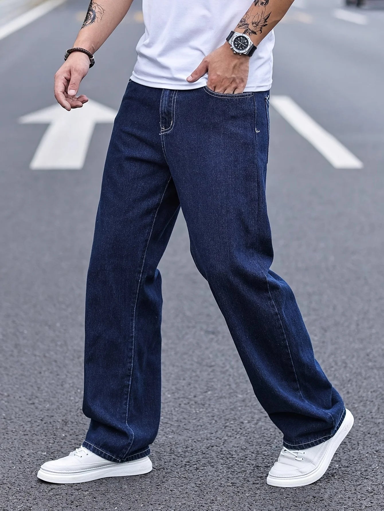 Men's Loose Fit Jeans Cargo Hip Hop Style Casual Pants