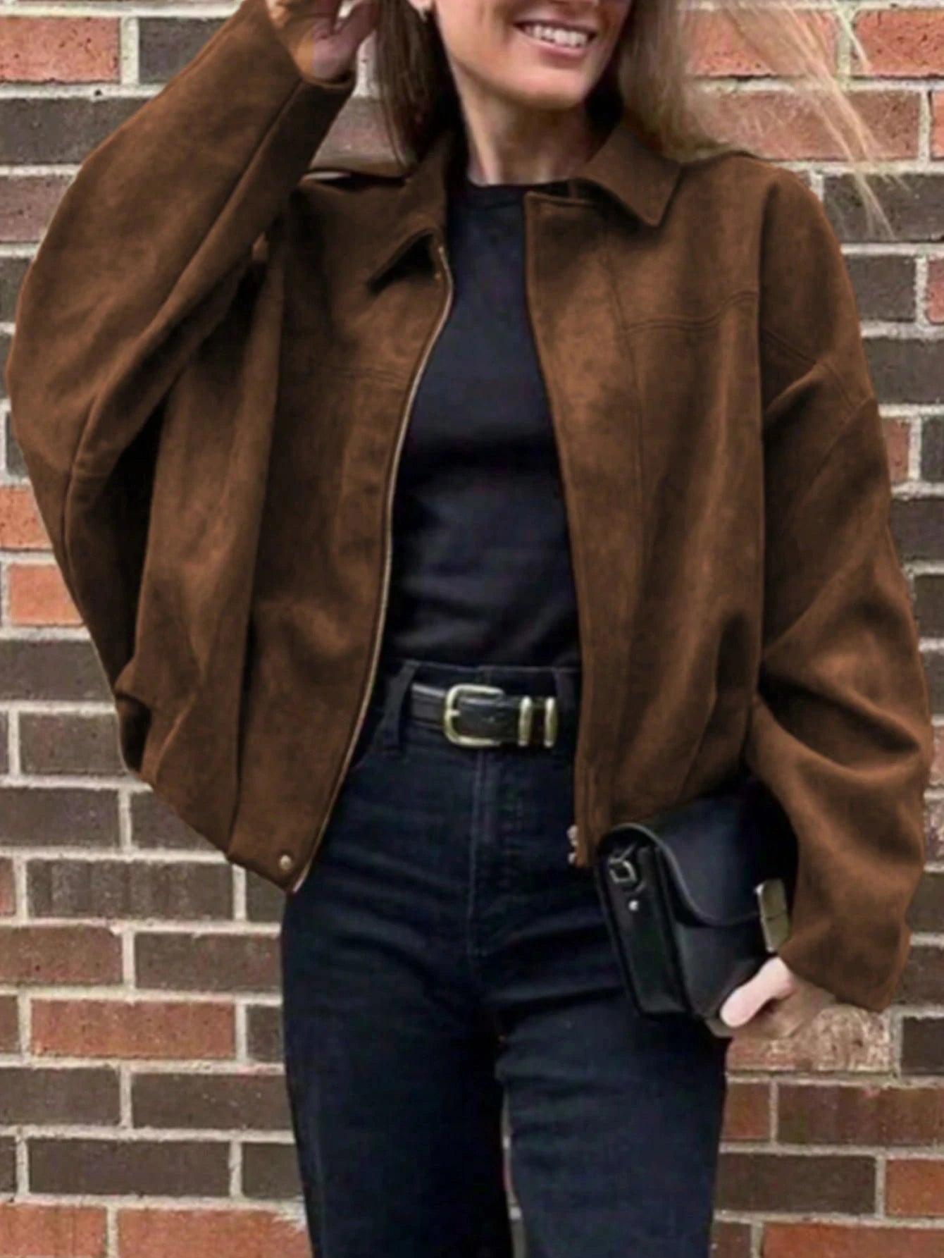 Women's Vintage Suede Jacket Loose Casual Street Style Outerwear