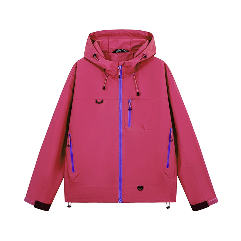 Unisex Waterproof Hiking Jacket Windbreaker Hooded Coat