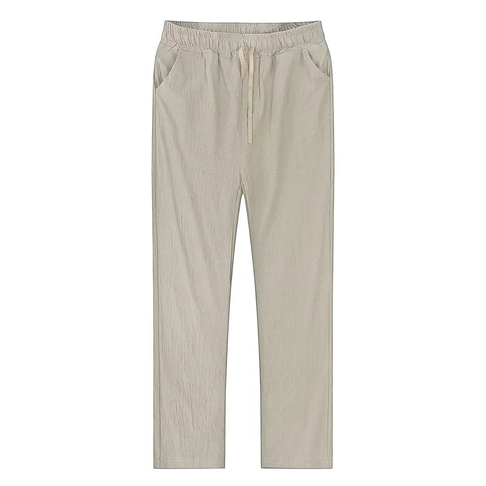 FURCW Men's Cotton Linen Pants Breathable Daily Wear