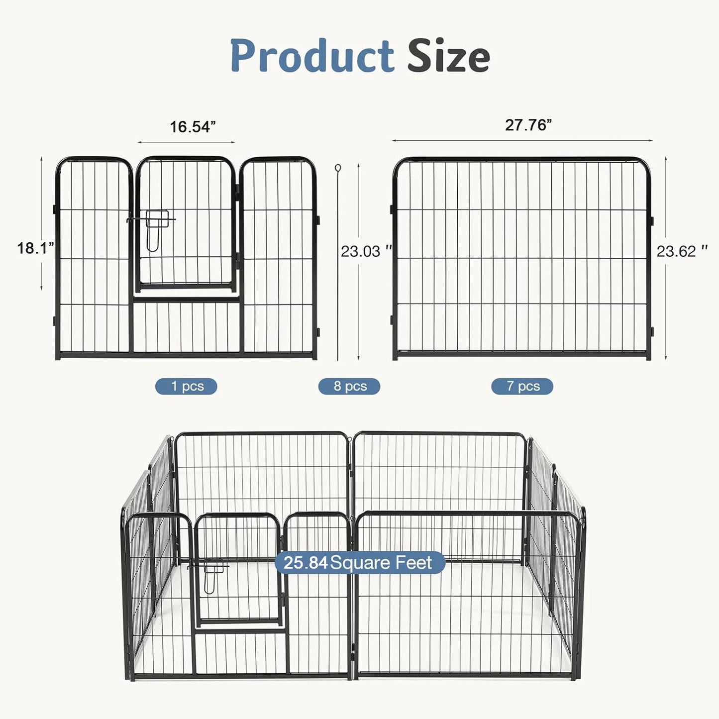 JHK Metal Dog Playpen For Safe Indoor Or Outdoor Exercise