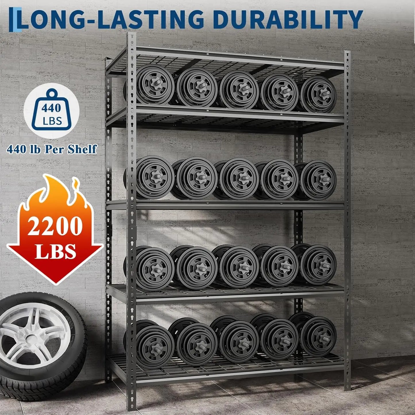 TWISTER.CK Heavy Duty Metal Storage Shelving Unit Five-Tier 2000lb