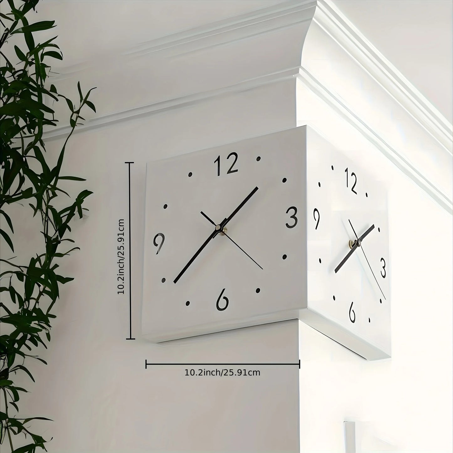 Corner Modern Double-Sided Luminous Sensor Wall Clock Mute Quartz
