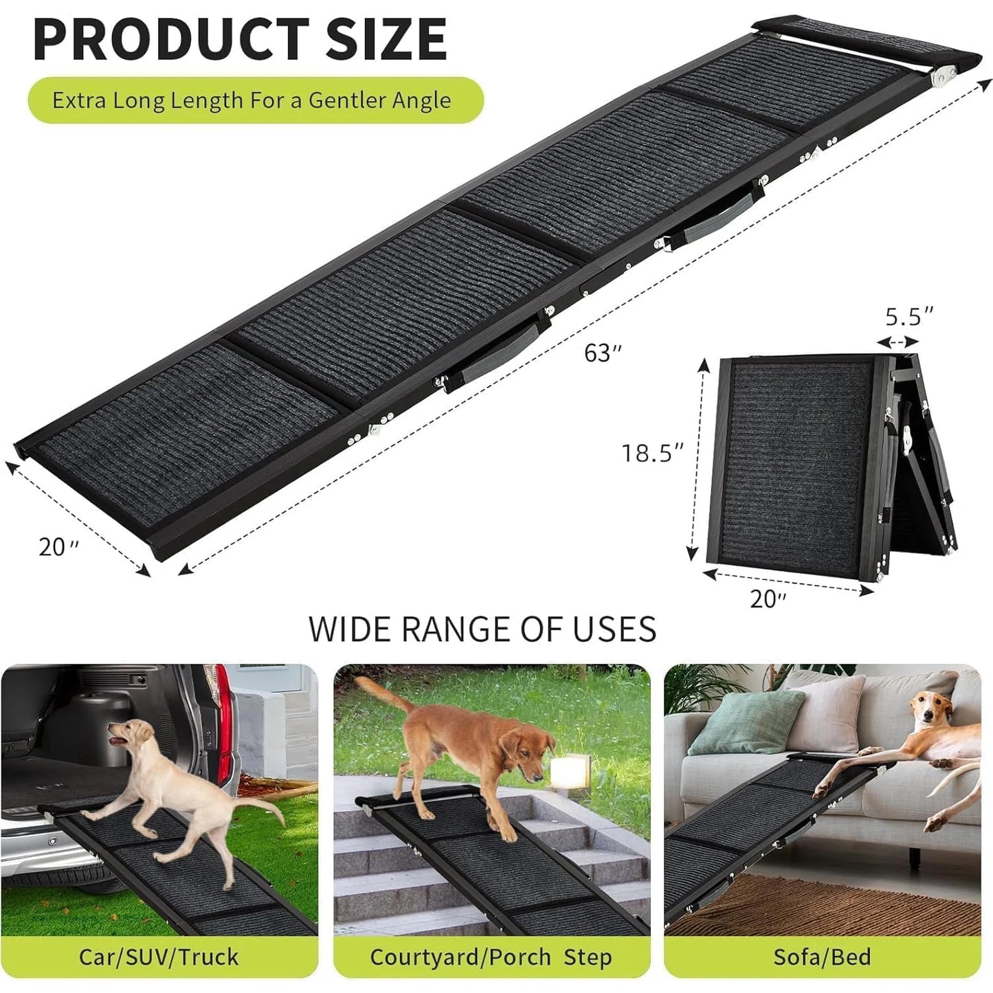 HiMISSDog Upgraded Dog Ramp For Cars With Non Slip Surface