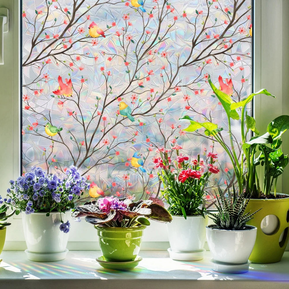 Vine Leaf Window Film Static Cling Decor For Glass Privacy