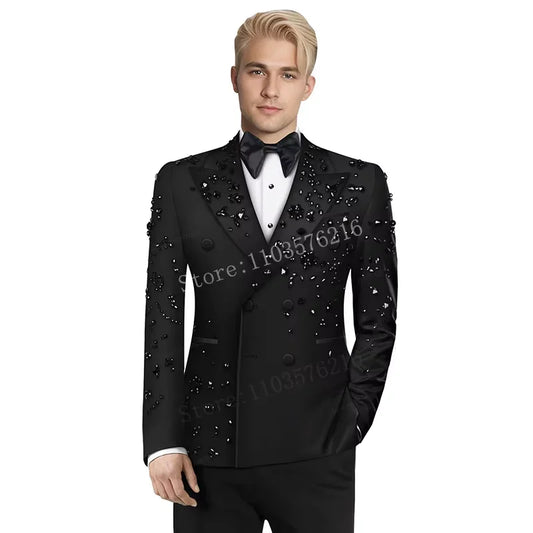 Olibexley Slim Fit 2 Piece Double Breasted Tuxedo For Weddings