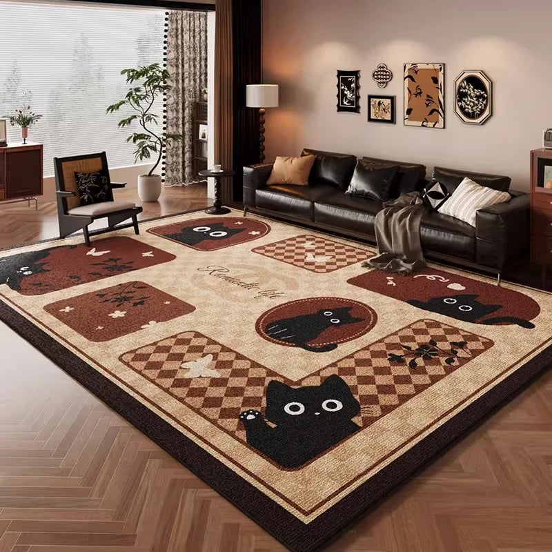 Facaishu Living Room Rug Cat Pattern Soft Cute Fleece Carpet
