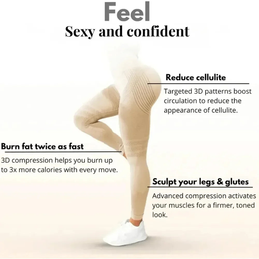 Slimove Cellulite 3D Leggings High Waisted Butt Lifting Gym Workout