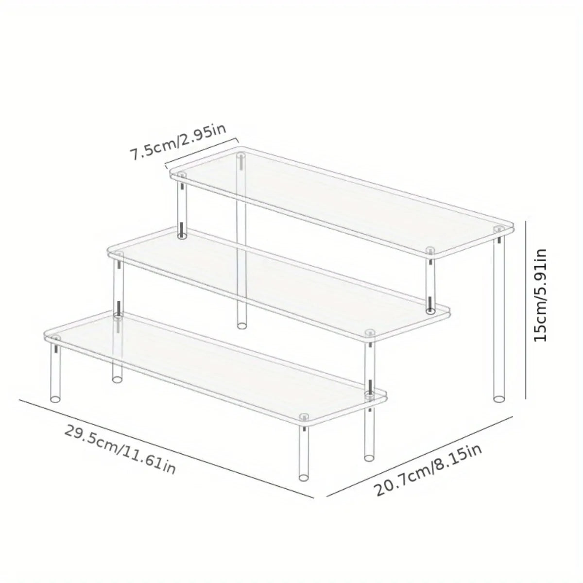 COBASPORT 3-Tier Clear Acrylic Display Stand Jewelry Makeup Organizer