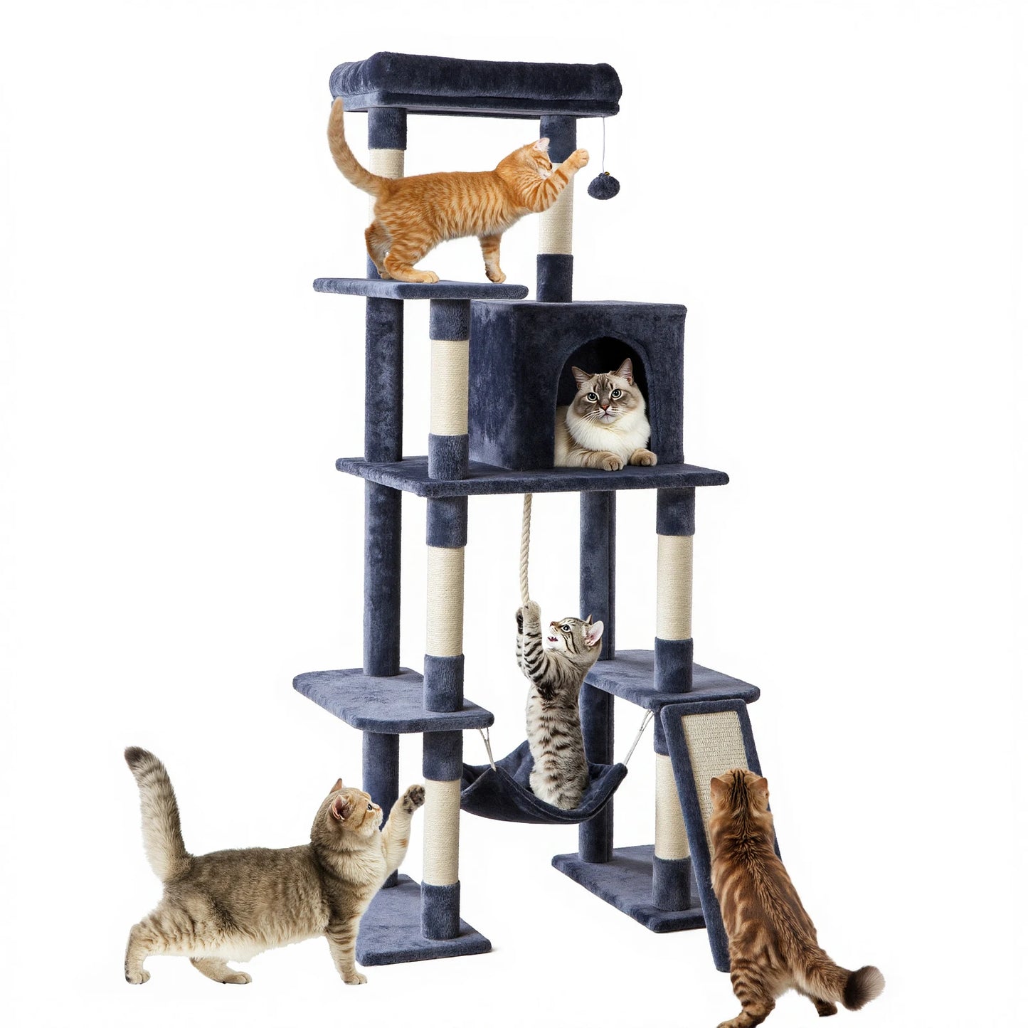 JHK Multilevel Cat Tree Climbing Tower With Sisal Scratching Posts