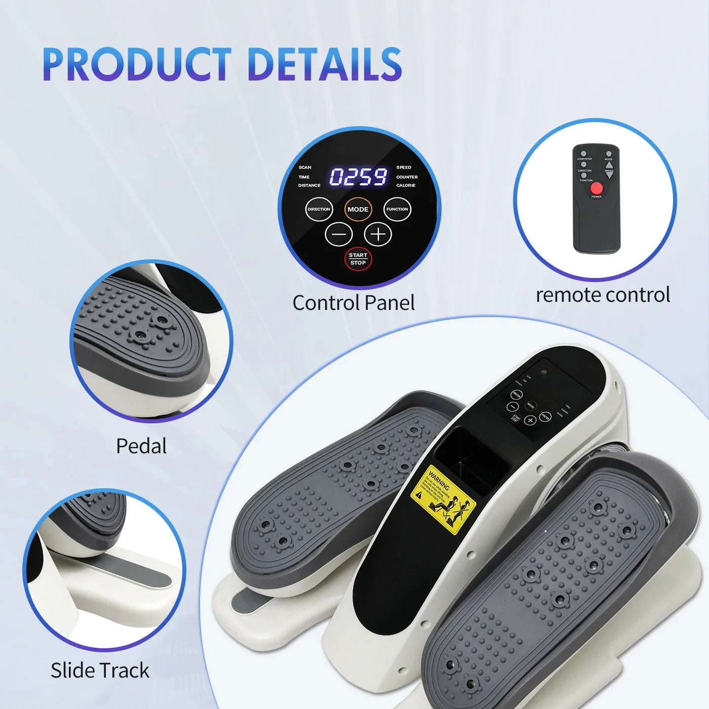 Under Desk Elliptical Mini Leg Exerciser With LCD Screen Remote