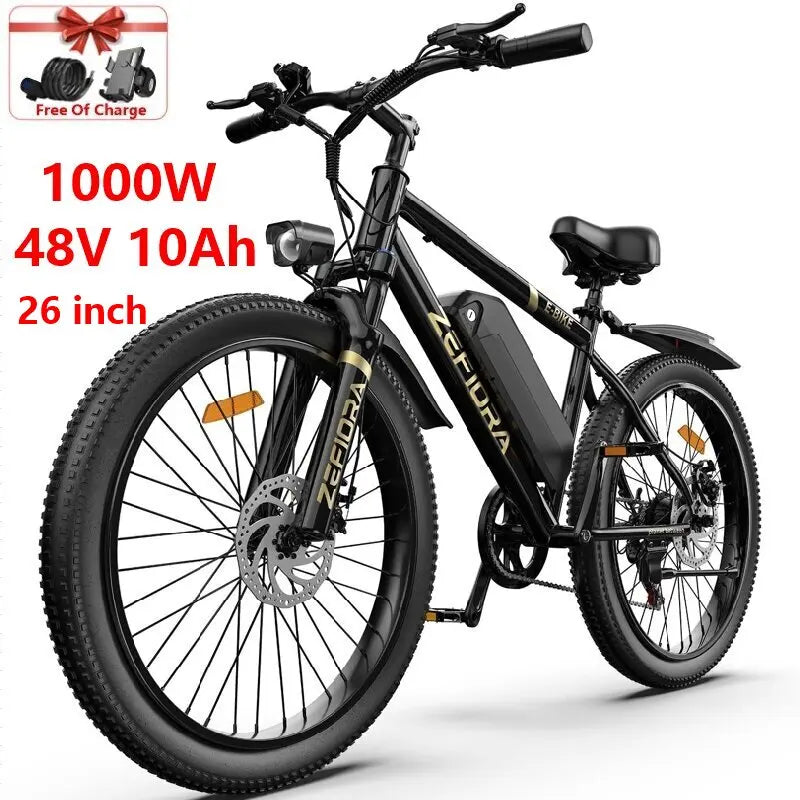 ZEFIORA Electric Bicycle 1000W 2000W 48V Battery Aluminum Alloy Range 30-60