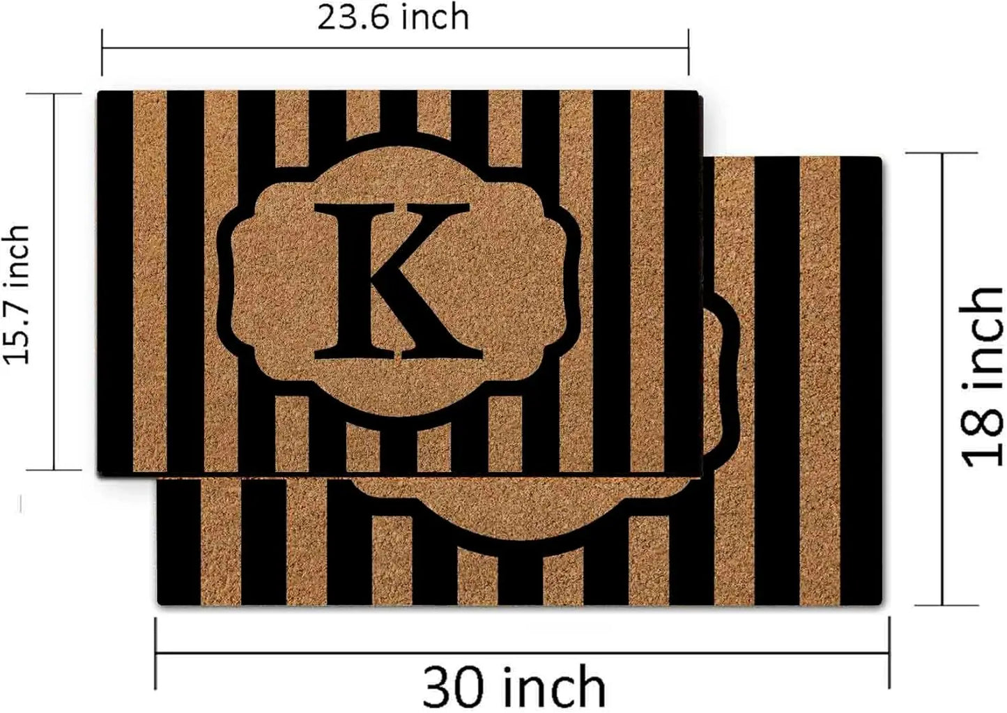 Personalized Striped Initial Doormat With Durable Rubber Base